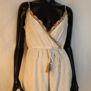 Pale Beige Romper with Crochet Detail